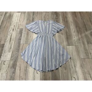 Nostalgia, blue and white striped summer dress size M